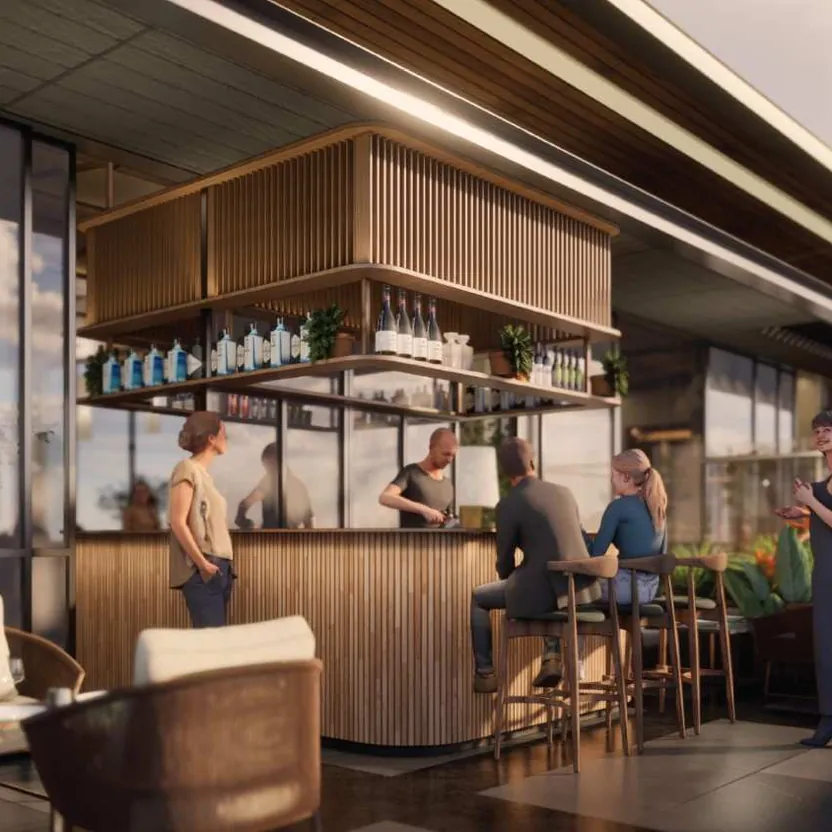 Aratt Ayatana Residences, artistic impression The rooftop bar on the Skydeck at dusk